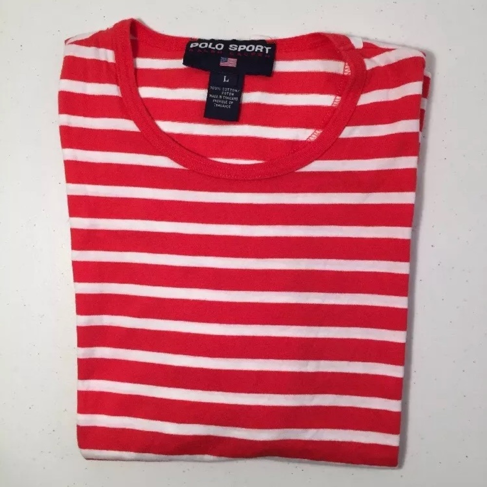 Women's Large Ralph Lauren Polo Red Striped Shirt
